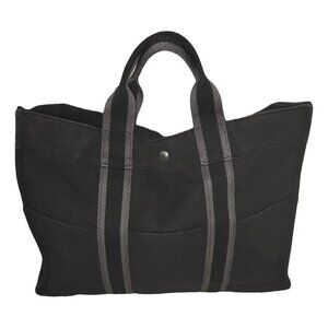 Hermes Tote Fourre Tout Toto Holdall GM Black Canvas Tote